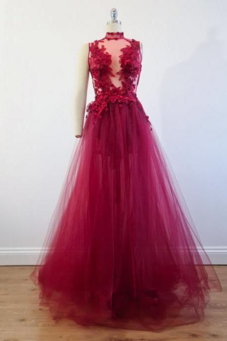 Tulle Skirt And Lace Gown. See Thru, Hand Stitched Body Bodice And Separate Skirt,pl3332