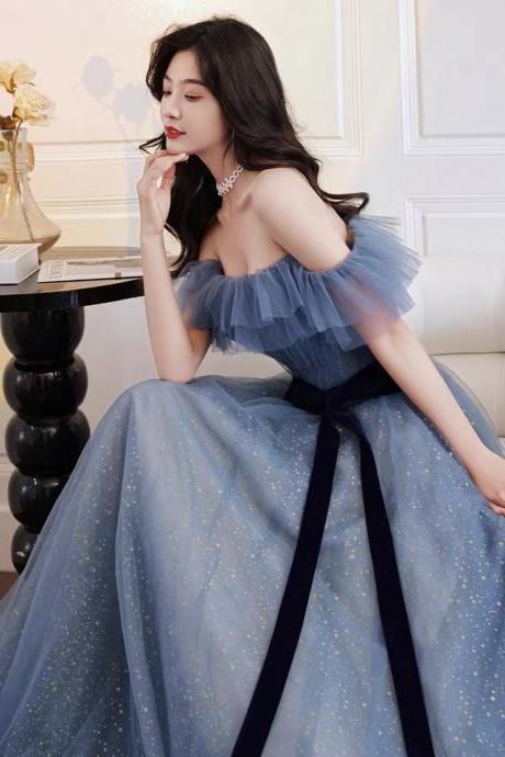 Blue Evening Dress Dress, Light Luxury High End Evening Dress, Graduation Birthday Party Dress,custom Made,pl3361