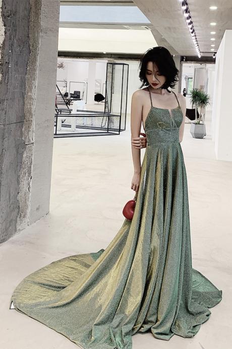 Simple A Ling Long Backless Prom Dress Green Evening Dress,pl3729