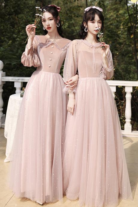 Cute Velvet Tulle Long Prom Dress Pink Evening Dress,pl3736