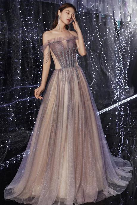 Shiny Tulle Sequins Long Prom Dress Evening Dress,pl3751