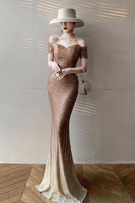Mermaid Sequins Long Prom Dress Evening Dress,pl3755