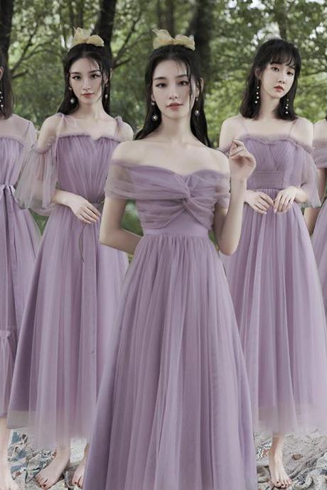 Bridesmaid Dress Romantic Purple Tulle Short Prom Dress,pl3772