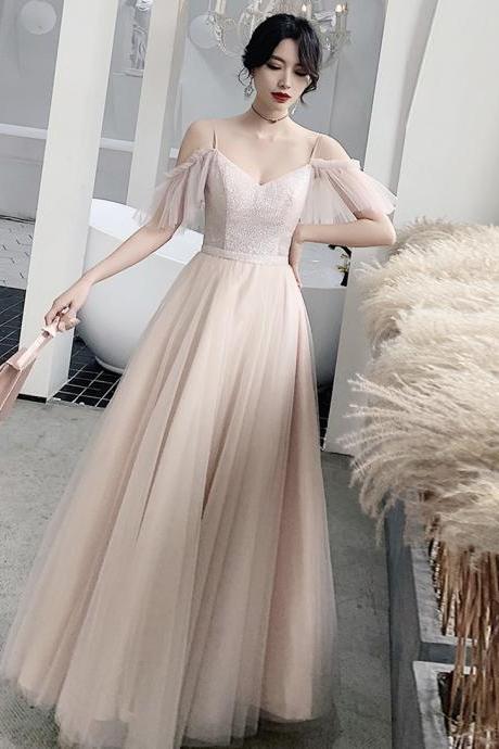 Bridesmaid Dress Pink Tulle Sequins Long Prom Dress Party Dress,pl3773