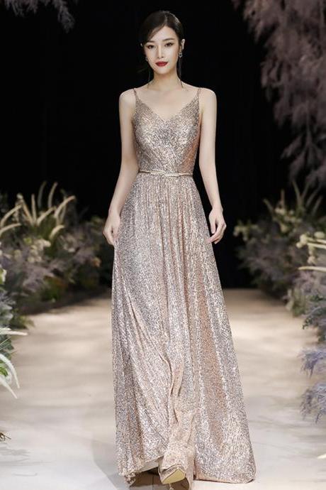 Shiny V Neck Sequins Long Prom Dress Evening Dress,pl3774
