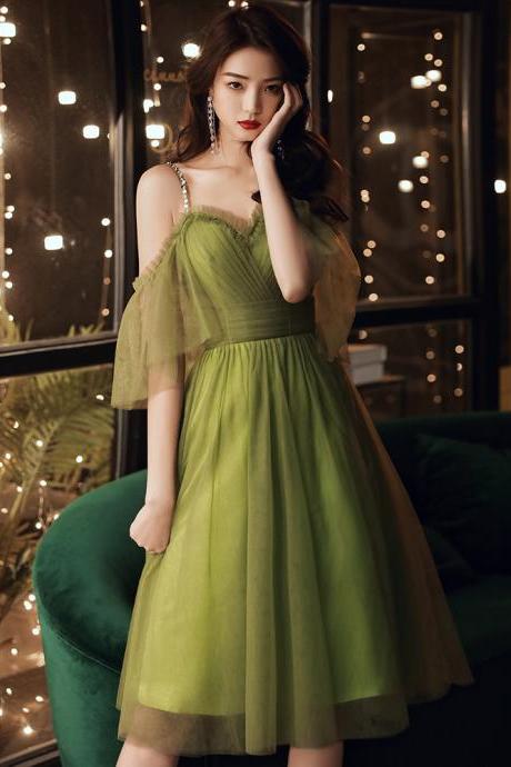 Green Tulle Short Prom Dress Party Dress,pl3827