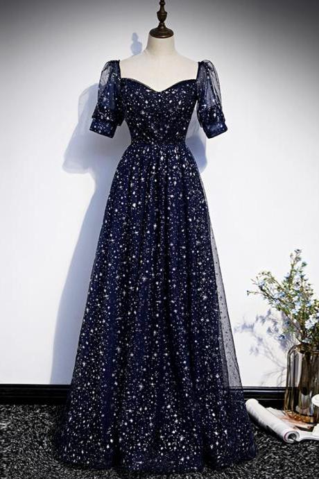 Blue Tulle Long Prom Dress Blue Evening Dress,pl3859