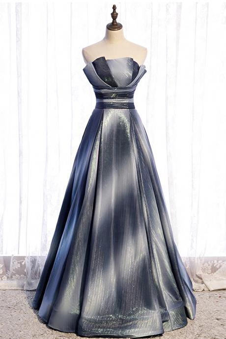 Unique Satin Long Prom Dress Blue Evening Dress,pl3860