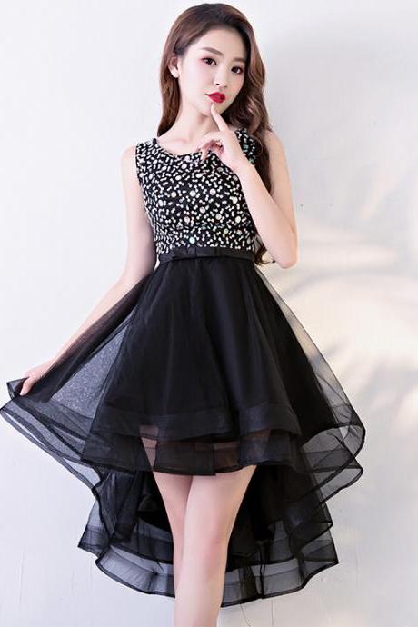 Sleeveless Homecoming Dress,high Low Dress,beaded Party Dress,custom Made,pl3926
