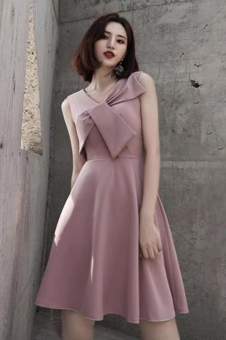 Pink Evening Dress, V-neck Graduation Dress, Sleeveless Homecoming Dress,custom Made,pl3930