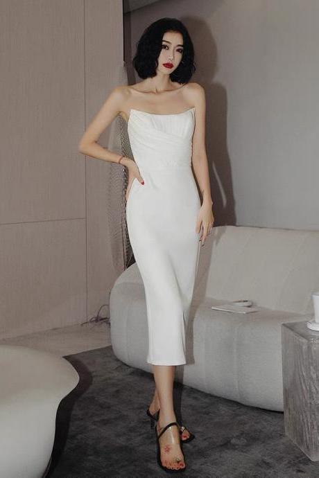 Strapless Prom Dress,white Bodycon Dress,custom Made,pl3934