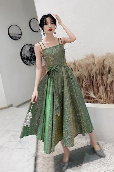 Green Midi Dress, Summer, Spaghetti Strap Party Dress,custom Made,pl3947