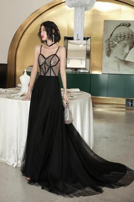 Socialite Evening Dress, Style, Noble Temperament Black Dress,custom Made,pl3948