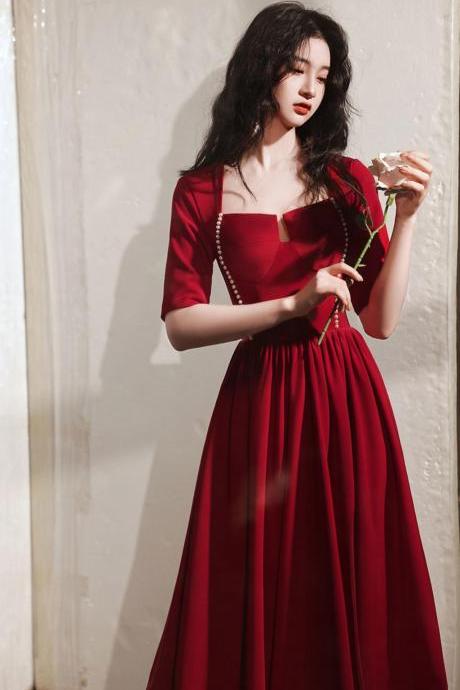 ,red Midi Dress,long Sleeve Red Dress,vintage Dress,custom Made,pl3994