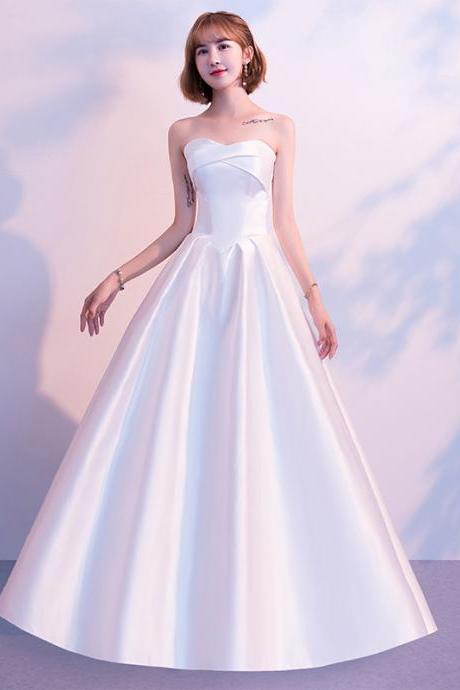,satin Wedding Dress, Simple Bridal Dress,strapless Prom Dress,custom Made,pl4008