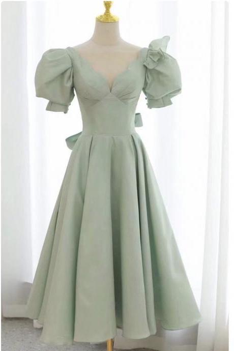 ,bubble Sleeve Wedding Dress, Elegant Temperament Bridal Dress,daily Dress,custom Made,pl4009