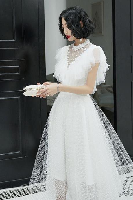 White Evening Dress, Style, Ladies&amp;#039; Party Dress, Noble And Elegant, Princess Fairy Floating Gauze Dress,custom Made,pl4036