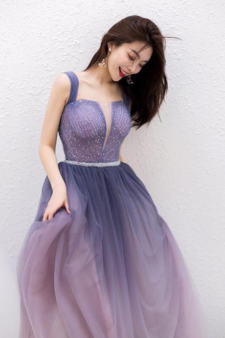 ,student Graduation Dress, Spaghett Strap Party Dress, Bridesmaid Dress Fairy Purple,custom Made,pl4037