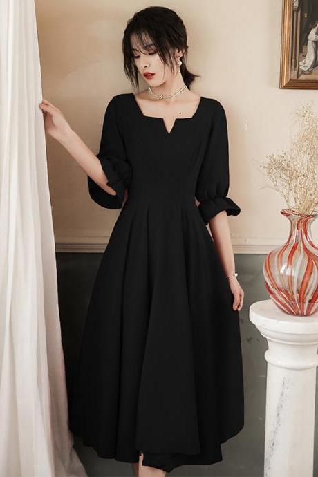 Style, Black Slim Party Dress,mid-sleeve Prom Dress, Temperament Socialite Little Dress,custom Made,pl4048