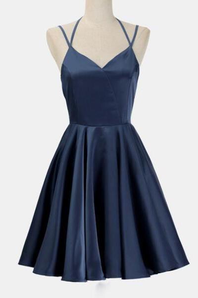 Navy Blue Short Bridesmaid Dresses Simple Navy Blue Short Prom Dress Juniors Homecoming Dress,pl4151