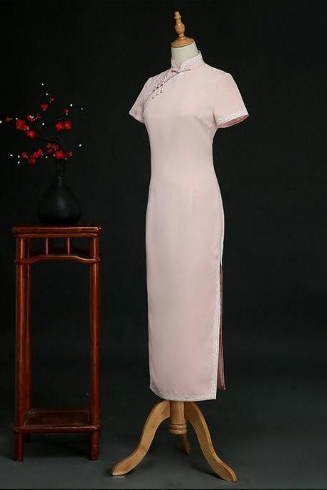 High-end Customized Mulberry Silk Cheongsam Hand-made Qipao Dress Seda Women Girl Chinese Style Vintagge Fashion Formal Dress,pl4184