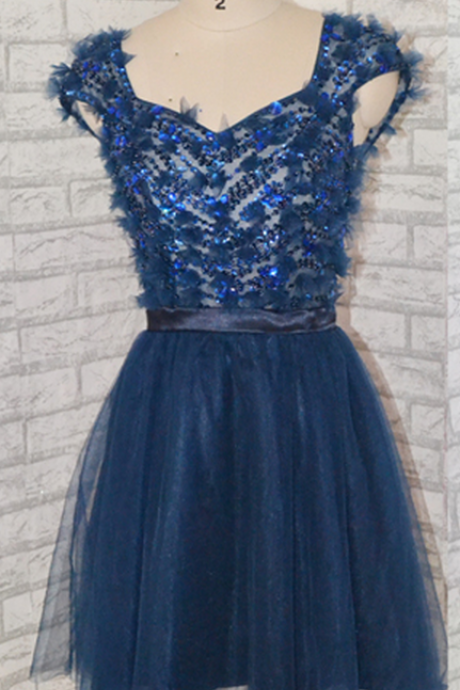 Sweetheart Short Navy Blue Prom Dress Lovely prom dress,short prom dress,Navy blue prom dress,PL4200