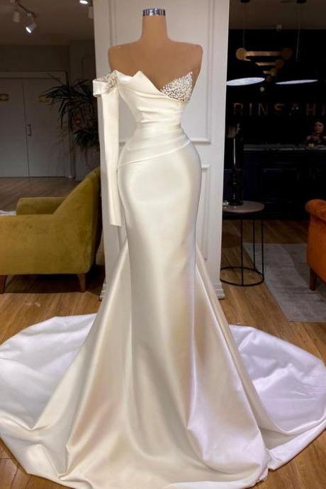 Long Prom Dress, White Prom Dress, Evening Dress,pl4263