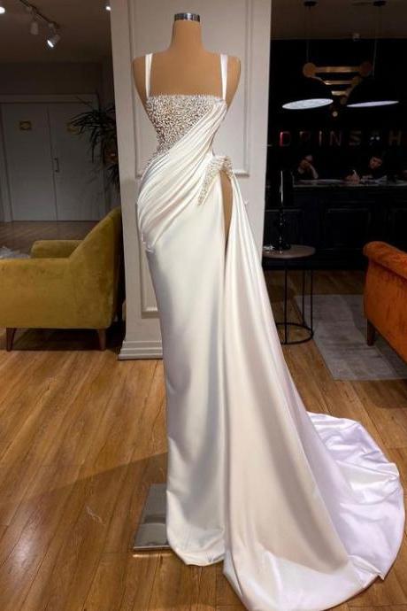 Mermaid White Prom Dresses Party Dresses,pl4271