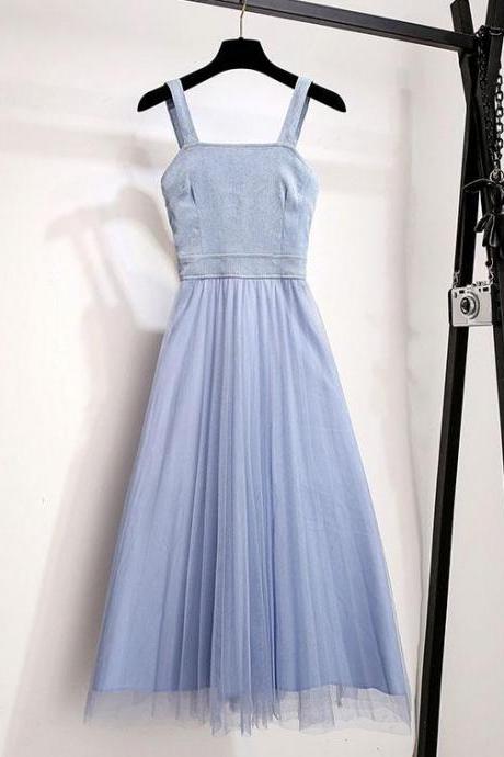 Blue Cute Tulle Summer Dress, Women Fashion Dress,pl4345