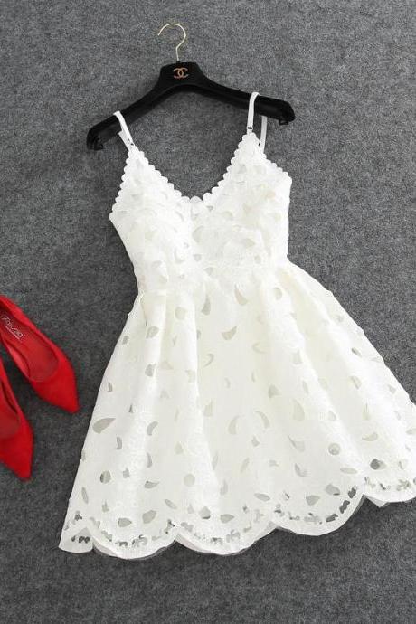 Cute Lace V Neck Short Prom Dress, Party Dress,pl4362