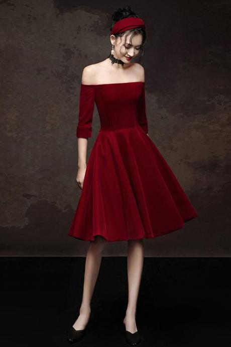 Simple Burgundy Short Prom Dress Burgundy Homecoming Dress,pl4367