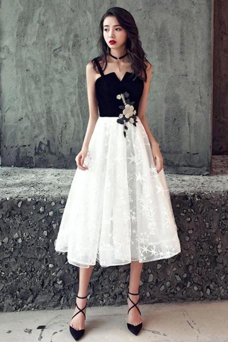 Cute Black And White Short Prom Dress, Homecoming Dress,pl4417