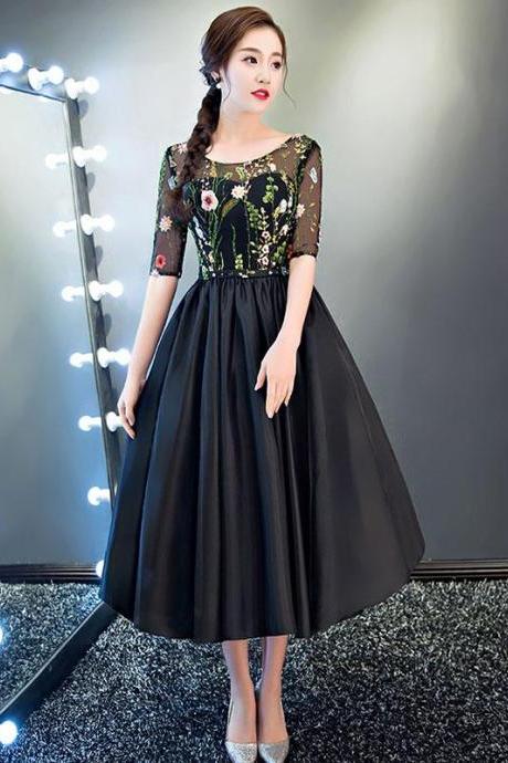 Cute A Line Black Short Prom Dress, Pink Evening Dress,pl4432