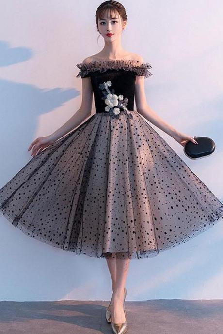 Cute Black Tulle Short Prom Dress, Black Homecoming Dress,pl4461