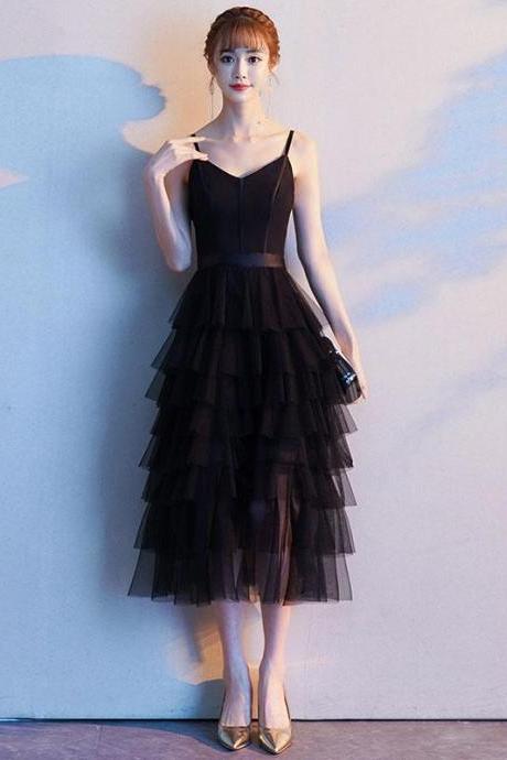 Black Sweetheart Tulle Short Prom Dress, Black Tulle Evening Dress,pl4479