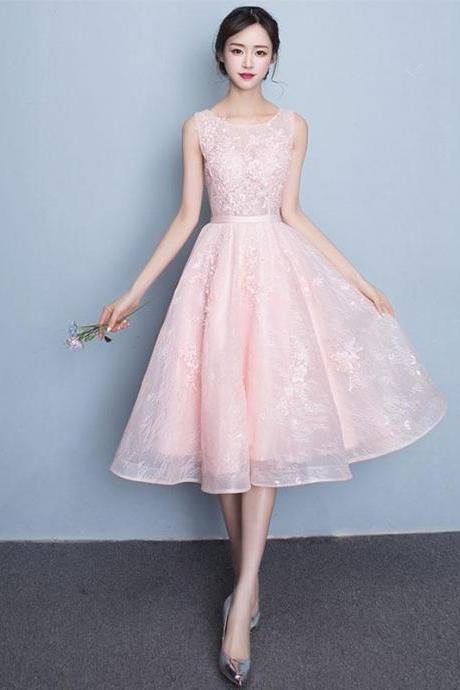 Cute Round Neck Lace Short Prom Dress, Evening Dress,pl4527