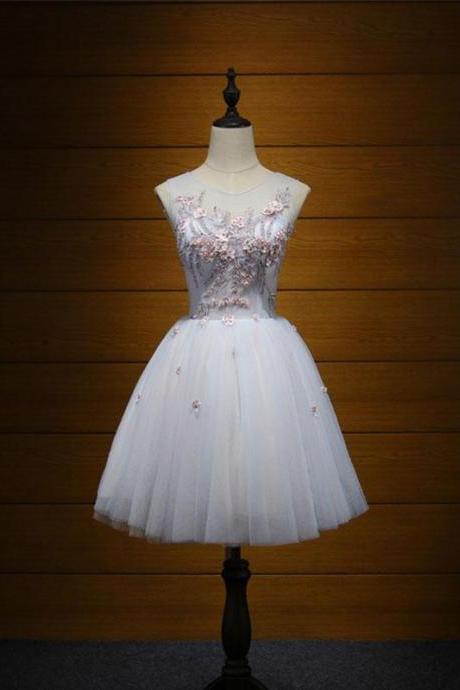 Cute Tulle Lace Applique Short Prom Dress, Cute Evening Dress,pl4559