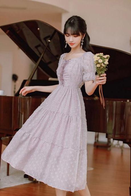 Vintage Dress-fairy Core Dress-french Retro Dress-summer Cottage Dress-victorian Dress-ruffles Dress-vintage Midi Dress,pl4679