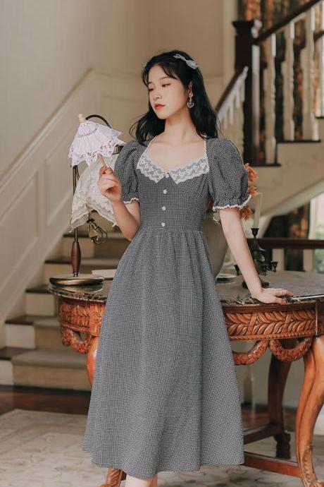 Vintage Prairie Dress-cottage Core Dress-french Romance Dress-milk Maid Dress-women Casual Dresses-summer Cottage Dress-retro Lolita Dress,pl4680