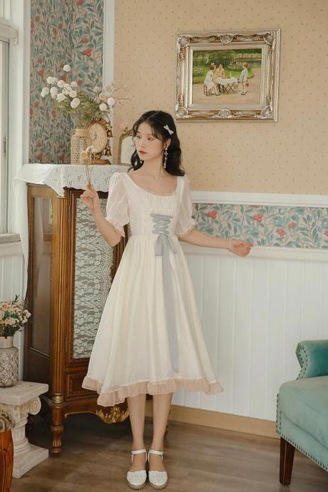 French Maid Dress-vintage Prairie Dress- Cottage Core Dress-summer Fairy Dress-casual Dresses-spring Midi Dress-formal Dress-short Dresses,pl4684