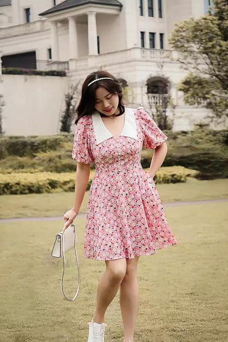 Plus Size Summer Dress-floral Print Dress-plus Size Formal Dress-cottage Style Dress-french Romance Dress-fairy Dress Women,pl4690
