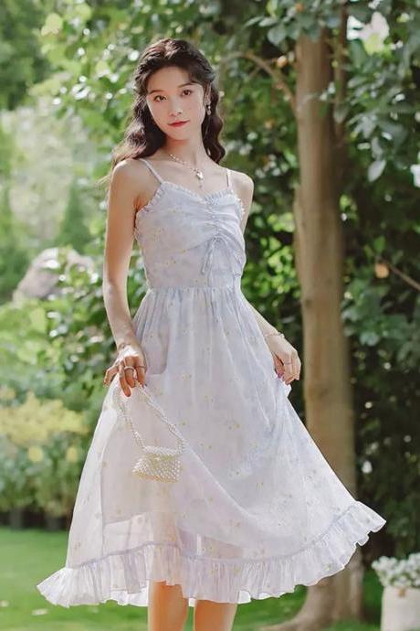 Sphagetti Straps Dress-summer Casual Dress- Fairy Core Dress- Princess Dress Women-women Formal Dress-wedding Guest Dress-spring Dresses,pl4692
