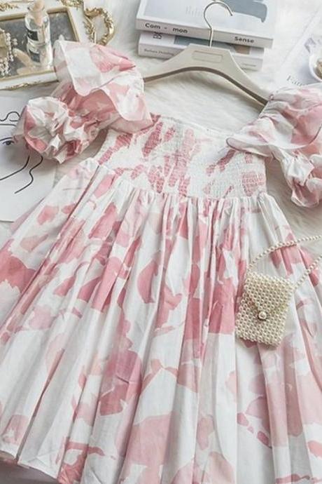 Floral Dress-summer Mini Dress-women Casual Dress-french Romance Dress-spring Casual Dress-cottage Style Dress,pl4702