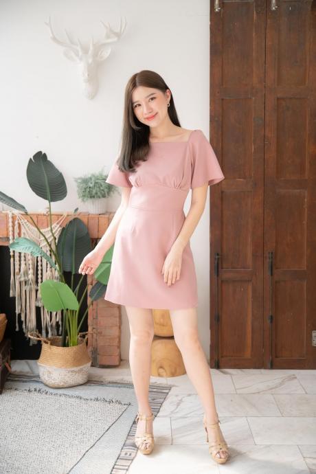 A-line Dress Summer Office Wear Flare Prom Short Sleeve Mini Dress Blush Pink Vintage Inspired Dress Bridesmaid Dress,pl4718