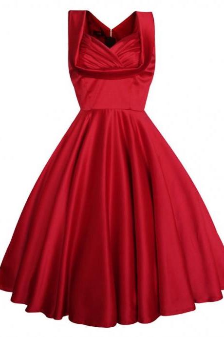 Plus Size Dress Red Christmas Dress Red Satin Dress Red Dress Red Prom Dress Red Cocktail Dress Party Dress 50s Dress Red Bridesmaid Dress,pl4727