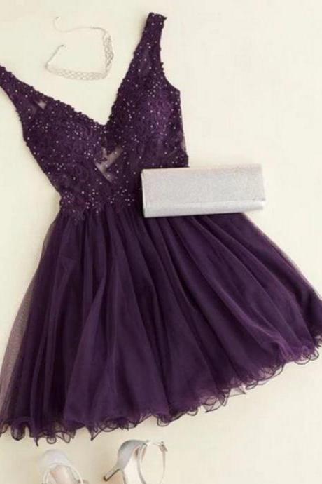 Purple Homecoming Dress,pl4755