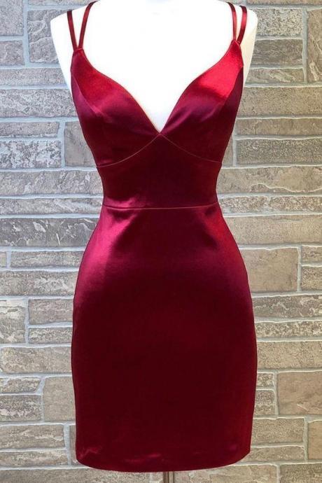 Sexy Tight Dark Red Homecoming Dresses, Cocktail Dresses Fitted,pl4758