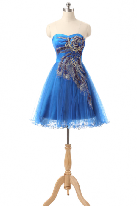 Homecoming Dresses Sweetheart Embroidery Sequin A Line Formal Party Dresses Royal Blue Lace Up Dresses,pl4766