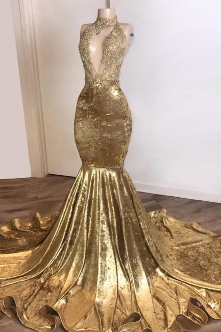 V-neck Spaghetti Straps Appliques Sexy Mermaid Velvet Prom Dresses,pl4812