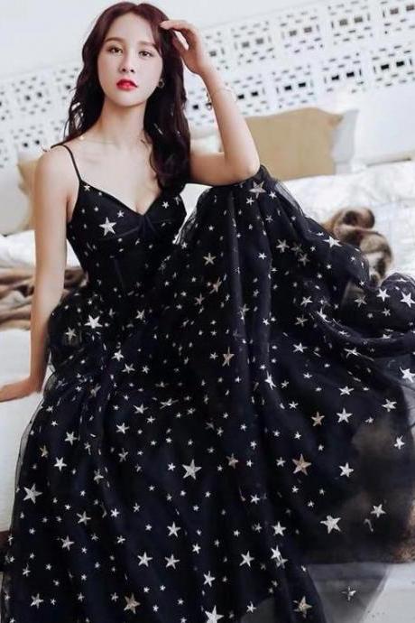 Sexy Black Sweetheart Tulle Long Party Dress, Chic Black Evening Dress Prom Dress,pl4862
